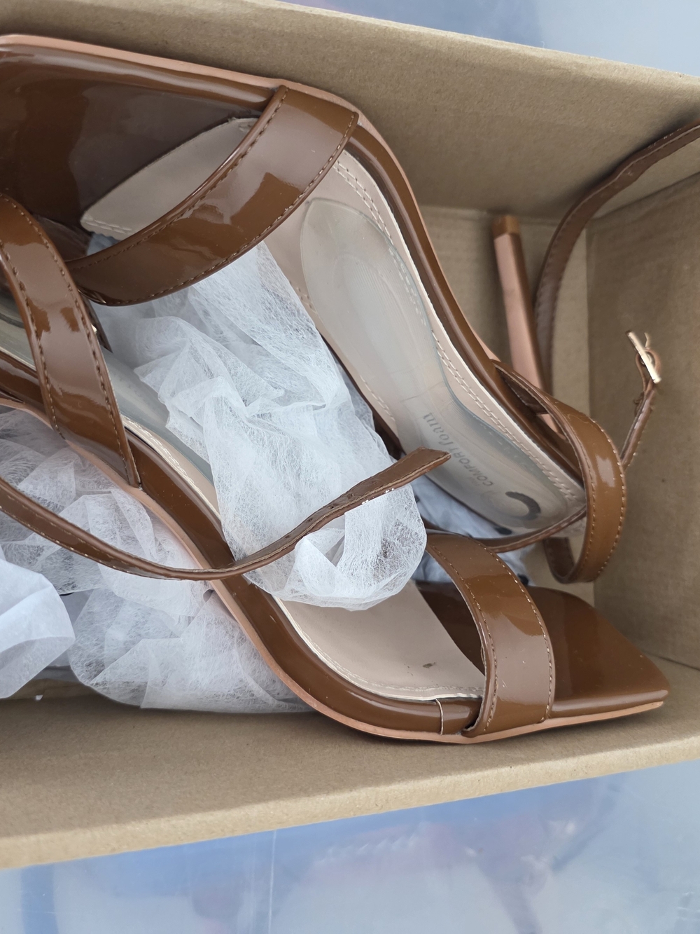 Journee Collection Brown Patent Strap High Heel Sandals